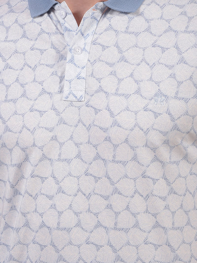 Blue Printed Polo Neck T-Shirt-Men T-Shirts-Crimsoune Club