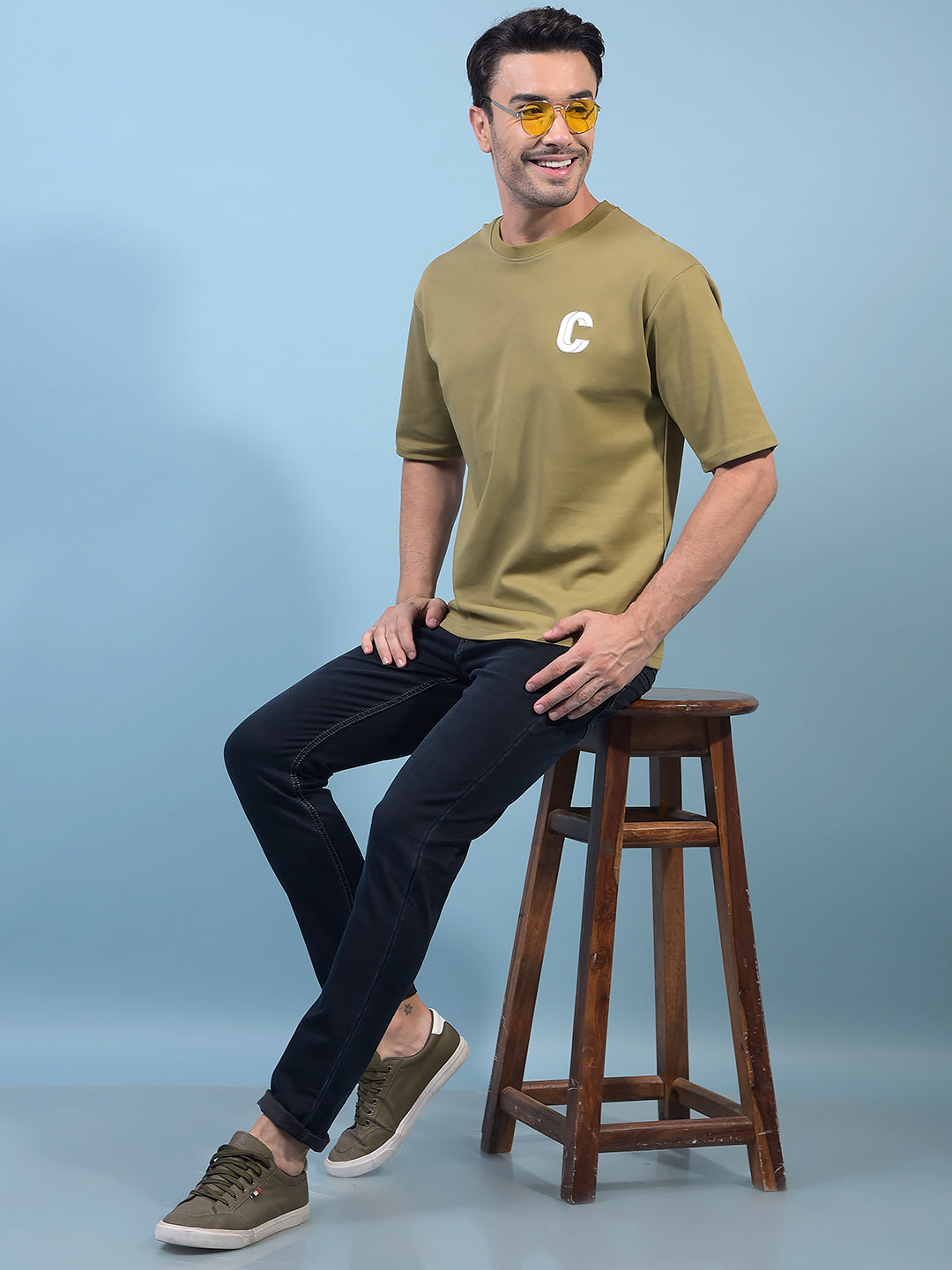 Men's Olive T-Shirt-Men T-Shirts-Crimsoune Club