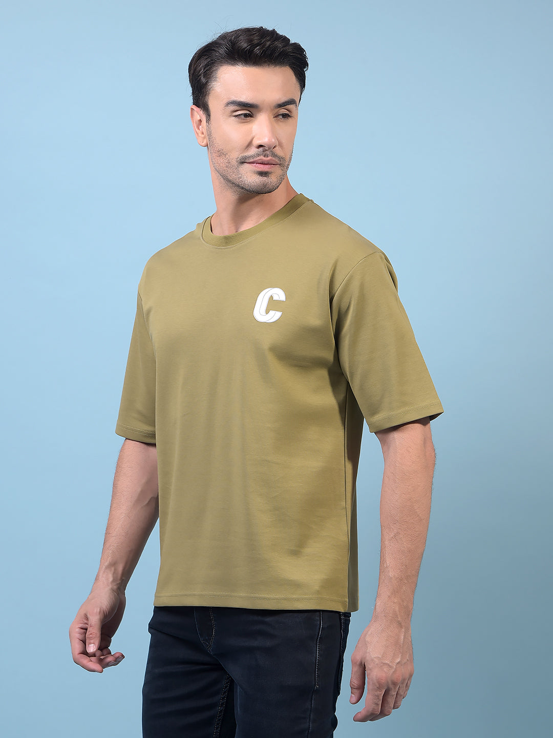 Men's Olive T-Shirt-Men T-Shirts-Crimsoune Club