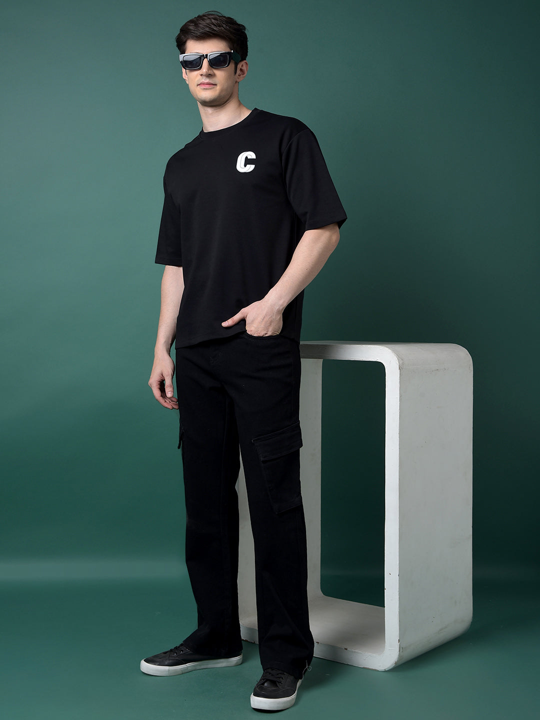 Black Oversize T-Shirt-Men T-Shirts-Crimsoune Club
