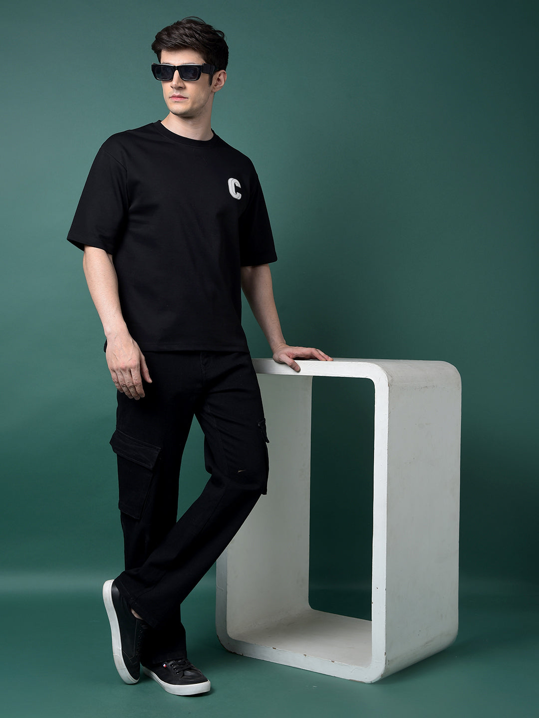 Black Oversize T-Shirt-Men T-Shirts-Crimsoune Club