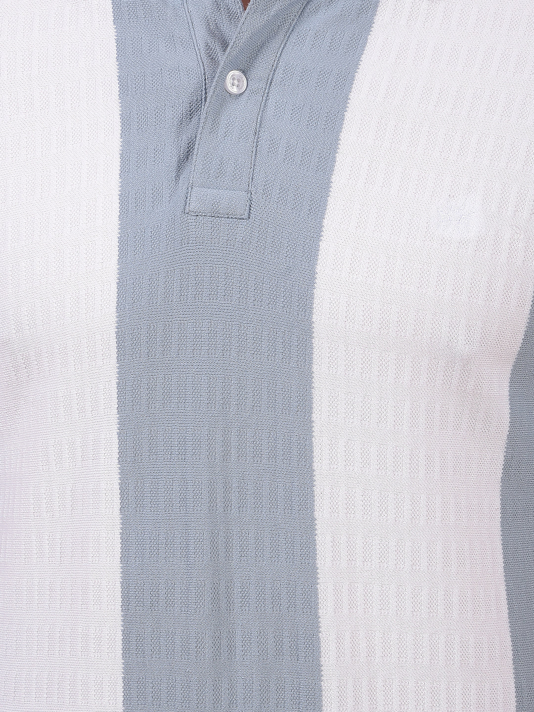 Blue Vertical Stripes 100% Cotton Polo Neck T-Shirt-Men T-Shirts-Crimsoune Club