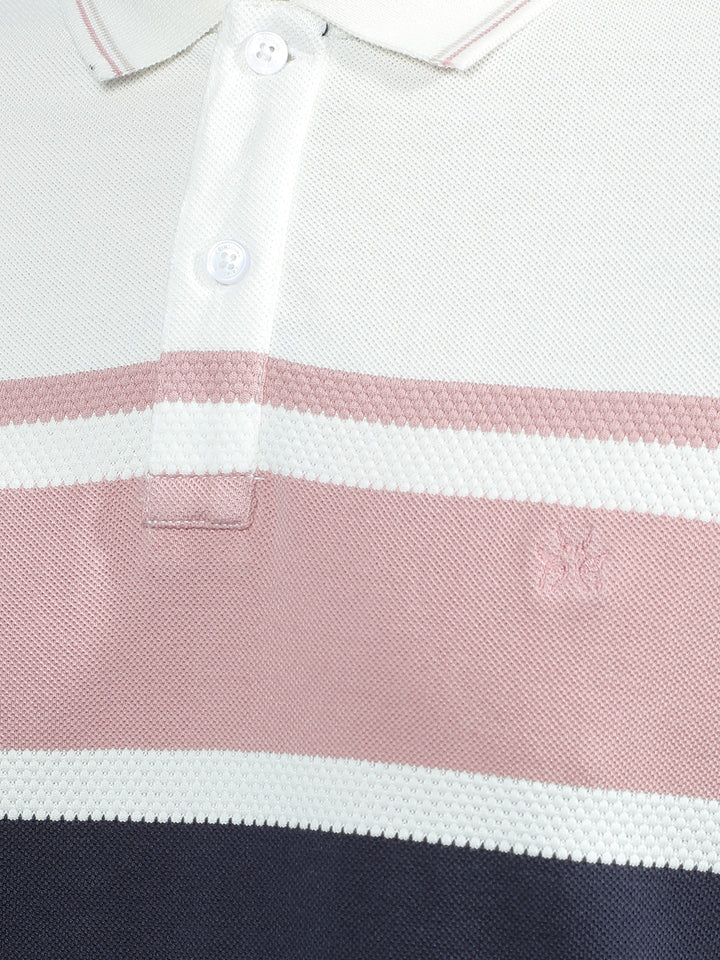 Multi-Color Horizontal Stripes 100% Cotton Polo-Neck T-Shirt-Men T-Shirts-Crimsoune Club