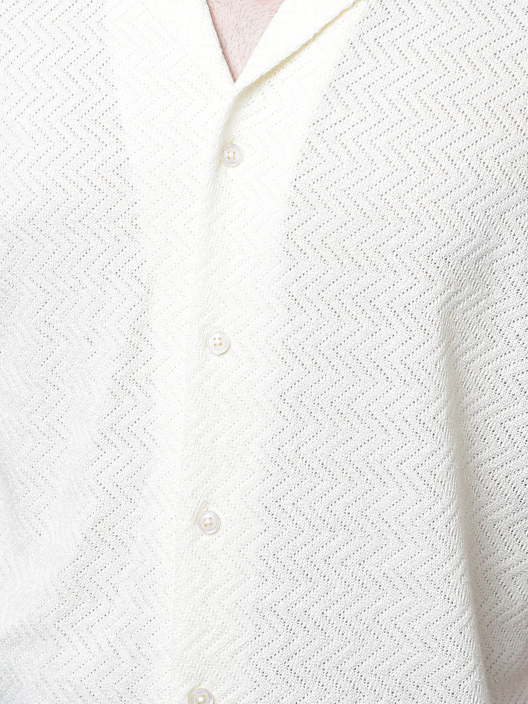 Cream Jacquard Resort Collar Shirt-Men Shirts-Crimsoune Club