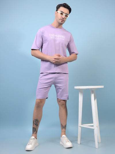 Men's Purple Typographic Print 100% Cotton Oversize T-Shirt-Men T-Shirts-Crimsoune Club