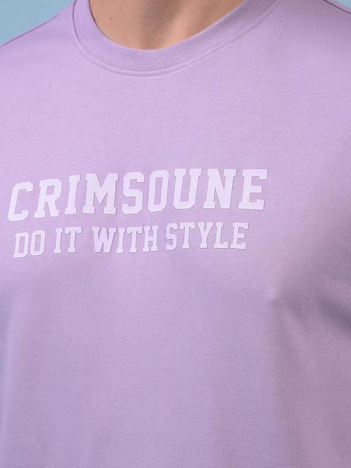 Men's Purple Typographic Print 100% Cotton Oversize T-Shirt-Men T-Shirts-Crimsoune Club