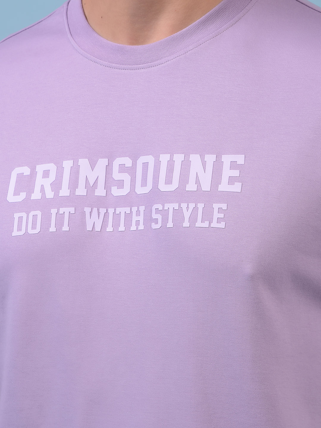 Men's Purple Typographic Print 100% Cotton Oversize T-Shirt-Men T-Shirts-Crimsoune Club