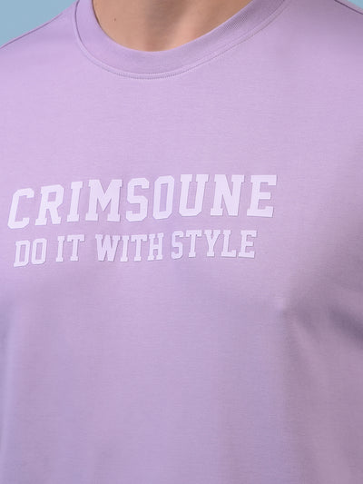Men's Purple Typographic Print 100% Cotton Oversize T-Shirt-Men T-Shirts-Crimsoune Club