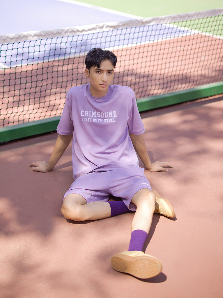Purple Typographic Print 100% Cotton Oversize T-Shirt-Men T-Shirts-Crimsoune Club