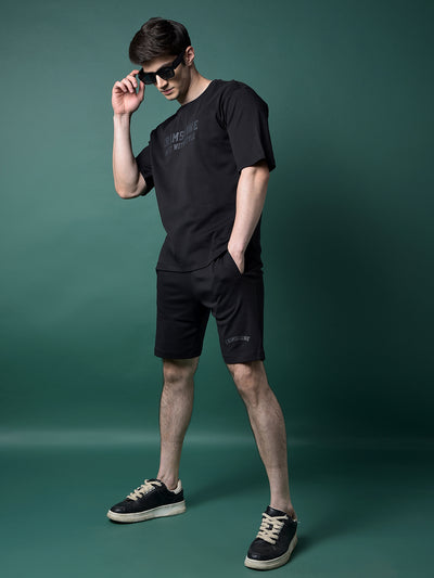 Black Typographic Print 100% Cotton T-Shirt-Men T-Shirts-Crimsoune Club