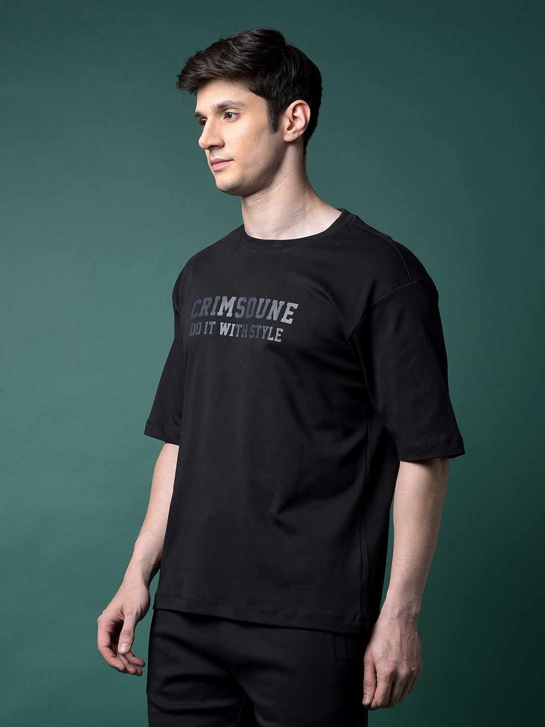 Black Typographic Print 100% Cotton T-Shirt-Men T-Shirts-Crimsoune Club