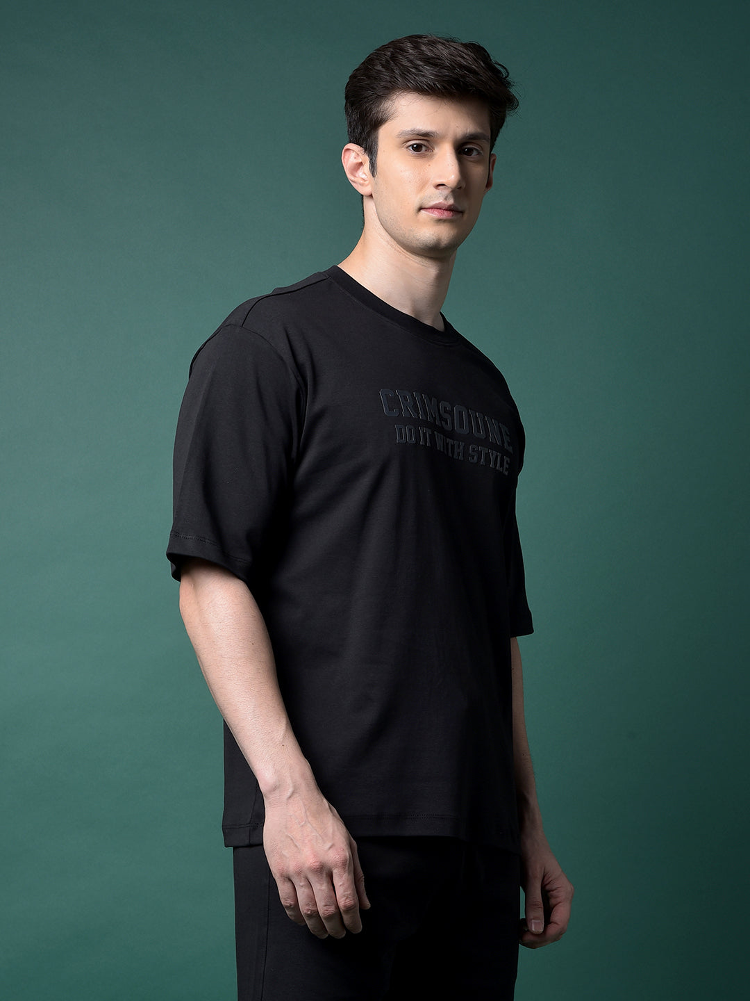 Black Typographic Print 100% Cotton T-Shirt-Men T-Shirts-Crimsoune Club