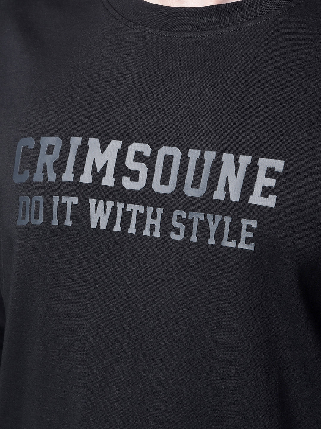 Black Typographic Print 100% Cotton T-Shirt-Men T-Shirts-Crimsoune Club