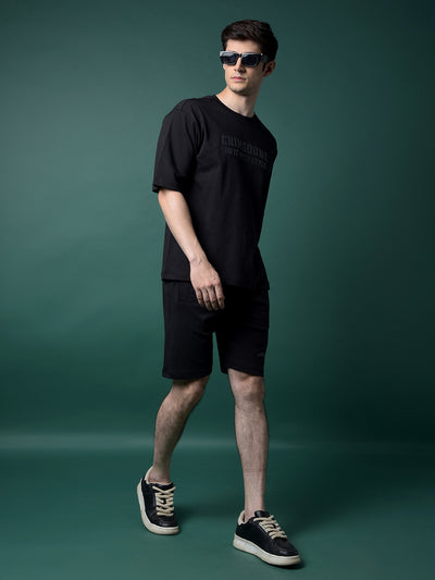 Black Typographic Print 100% Cotton T-Shirt-Men T-Shirts-Crimsoune Club