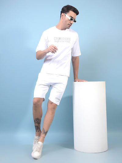 Men's White 100% Cotton Shorts-Men Shorts-Crimsoune Club