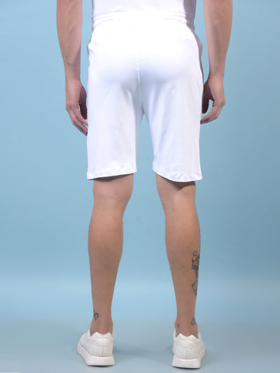 Men's White 100% Cotton Shorts-Men Shorts-Crimsoune Club