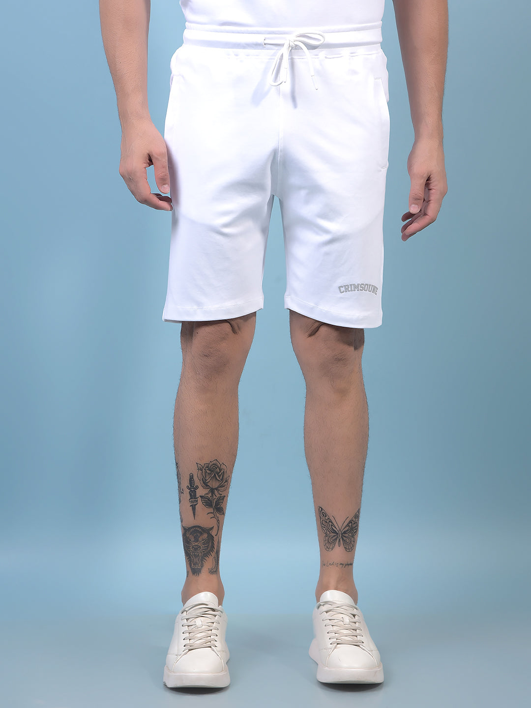 Men's White 100% Cotton Shorts-Men Shorts-Crimsoune Club
