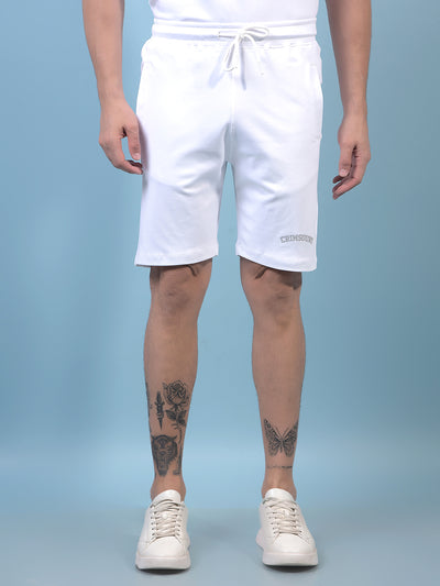 Men's White 100% Cotton Shorts-Men Shorts-Crimsoune Club