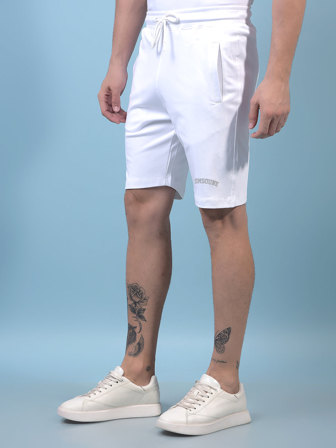 Men's White 100% Cotton Shorts-Men Shorts-Crimsoune Club