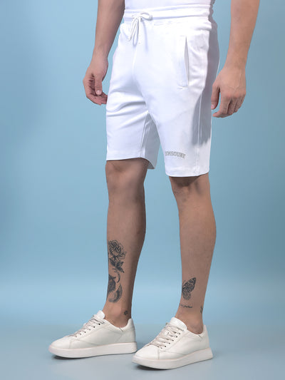 Men's White 100% Cotton Shorts-Men Shorts-Crimsoune Club