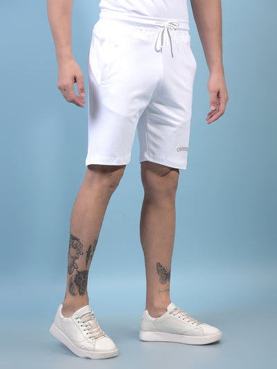 Men's White 100% Cotton Shorts-Men Shorts-Crimsoune Club
