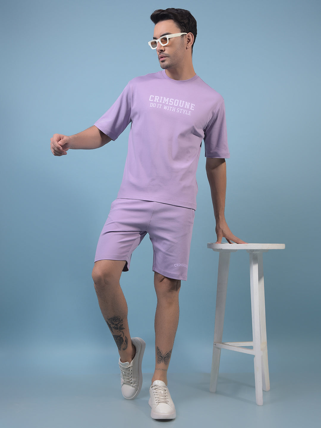 Men's Purple 100% Cotton Shorts-Men Shorts-Crimsoune Club
