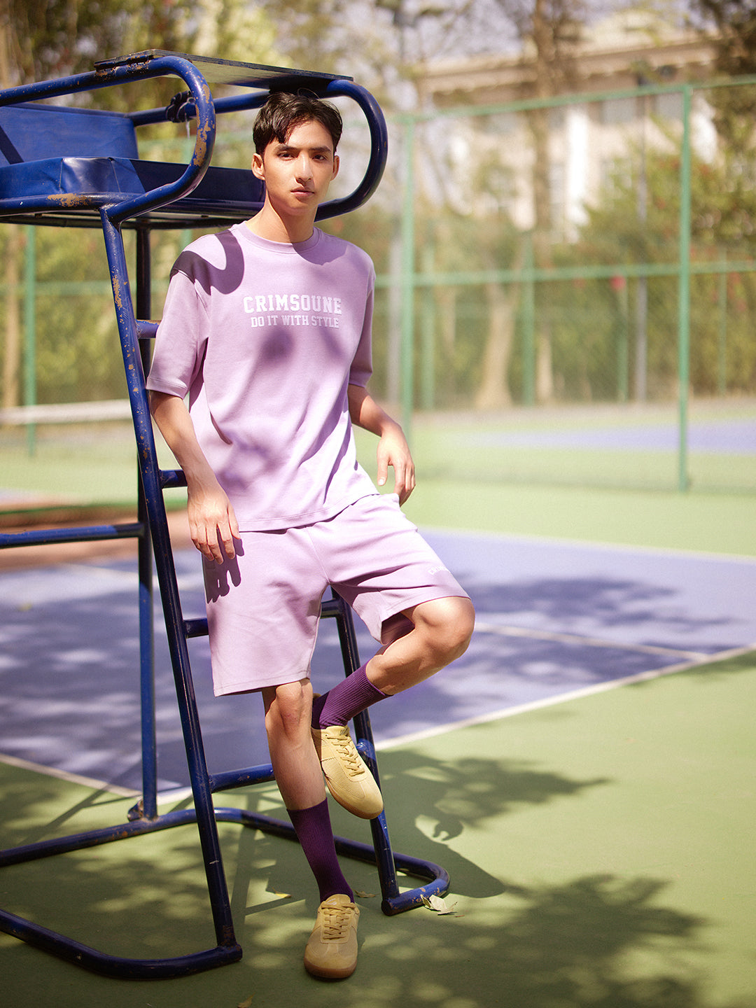 Purple 100% Cotton Shorts-Men Shorts-Crimsoune Club