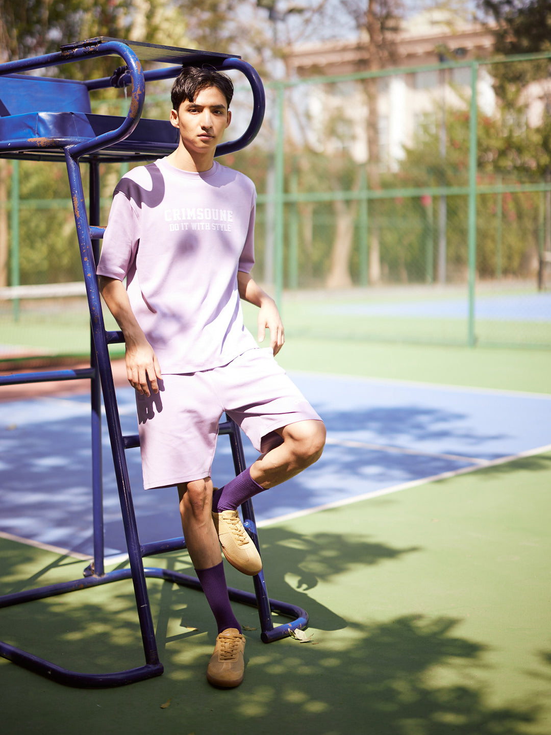 Purple 100% Cotton Shorts-Men Shorts-Crimsoune Club