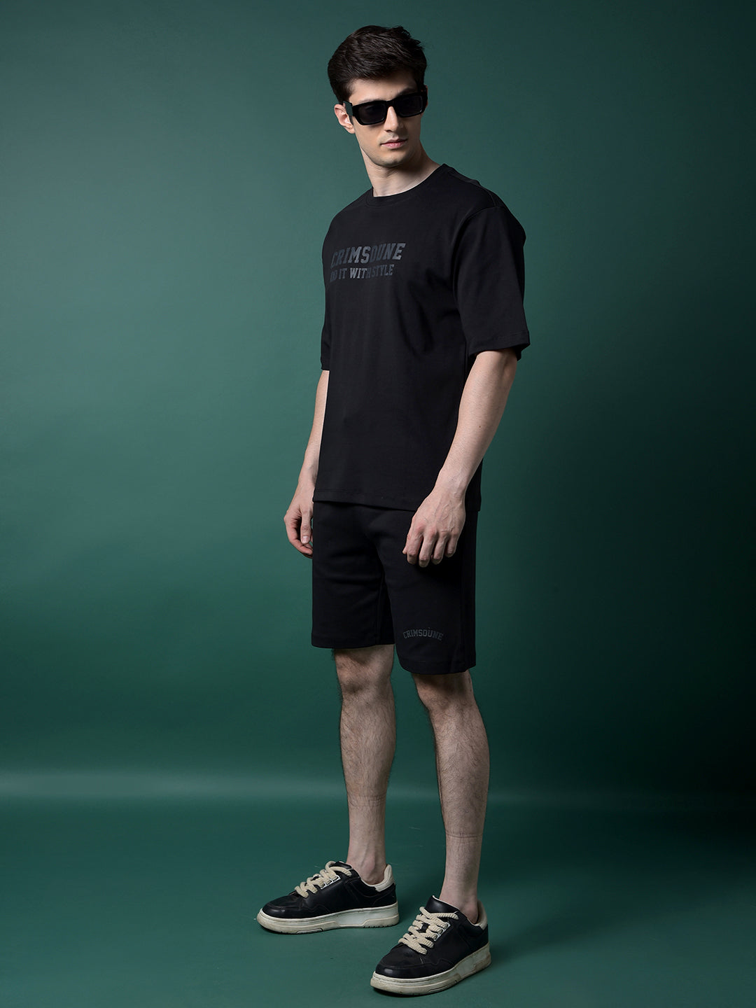 Black 100% Cotton Shorts-Men Shorts-Crimsoune Club
