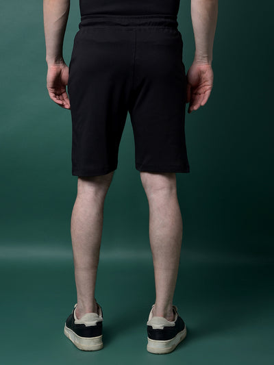 Black 100% Cotton Shorts-Men Shorts-Crimsoune Club