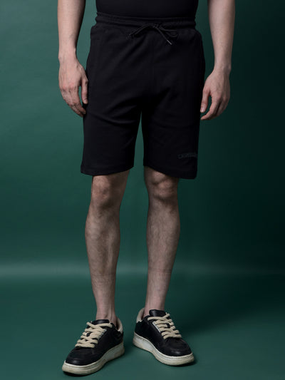 Black 100% Cotton Shorts-Men Shorts-Crimsoune Club