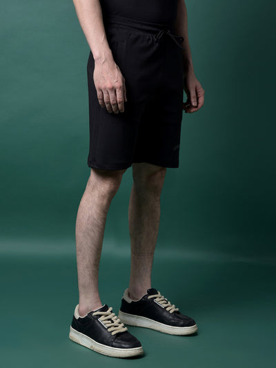 Black 100% Cotton Shorts-Men Shorts-Crimsoune Club