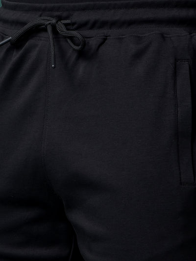 Black 100% Cotton Shorts-Men Shorts-Crimsoune Club