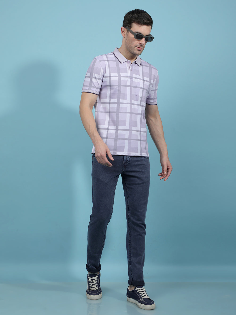 Purple Printed Polo-Neck T-Shirt-Men T-Shirts-Crimsoune Club