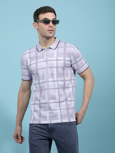 Purple Printed Polo-Neck T-Shirt-Men T-Shirts-Crimsoune Club