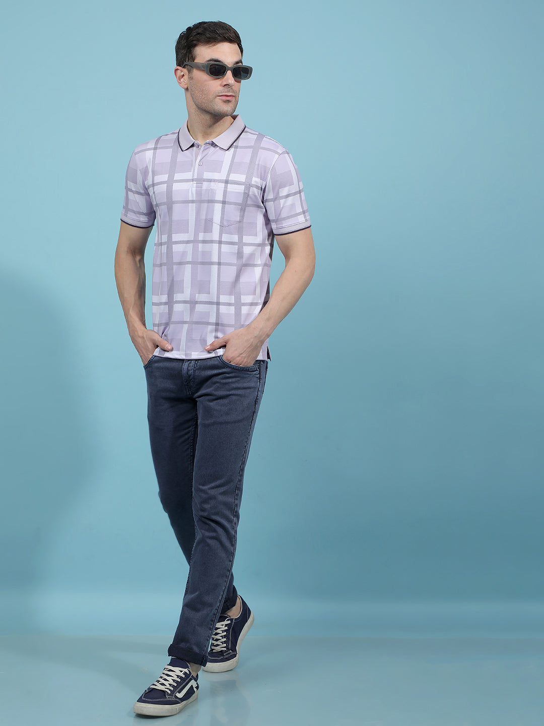 Purple Printed Polo-Neck T-Shirt-Men T-Shirts-Crimsoune Club