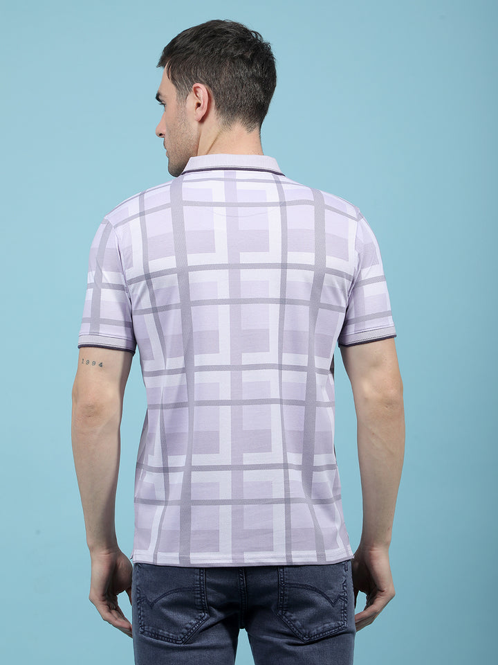 Purple Printed Polo-Neck T-Shirt-Men T-Shirts-Crimsoune Club