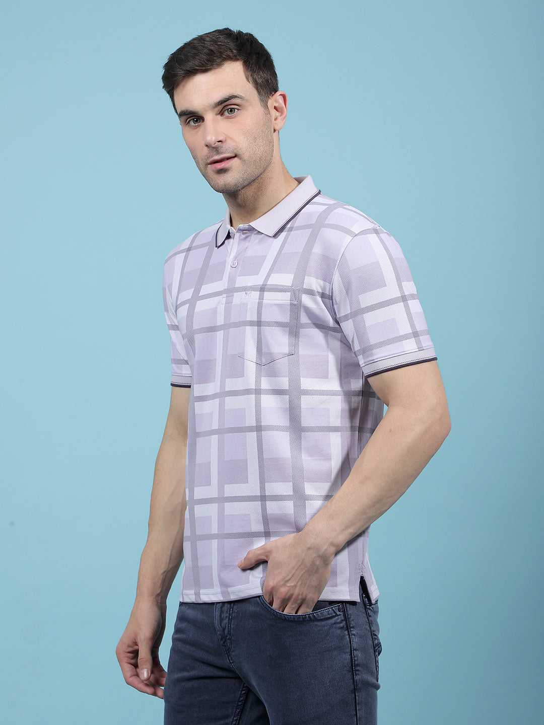Purple Printed Polo-Neck T-Shirt-Men T-Shirts-Crimsoune Club