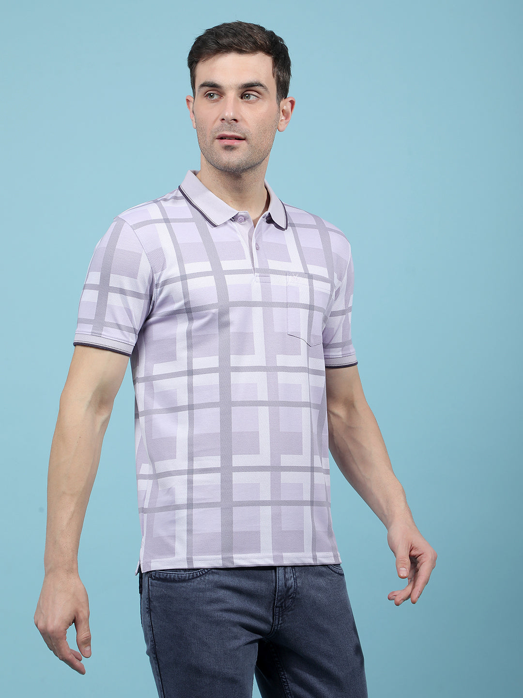 Purple Printed Polo-Neck T-Shirt-Men T-Shirts-Crimsoune Club