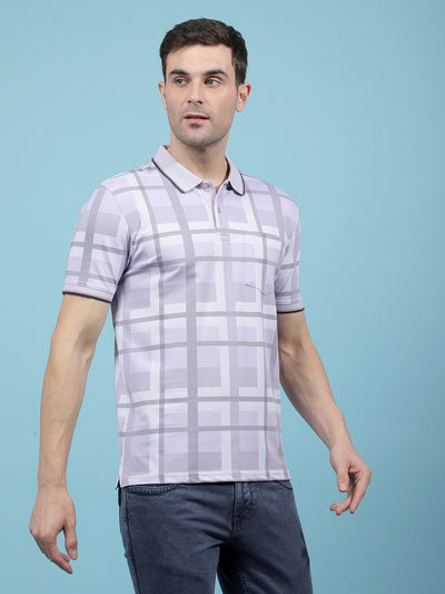 Purple Printed Polo-Neck T-Shirt-Men T-Shirts-Crimsoune Club