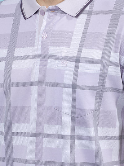 Purple Printed Polo-Neck T-Shirt-Men T-Shirts-Crimsoune Club