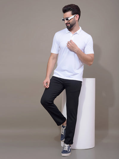 White Polo Neck T-Shirt-Men T-Shirts-Crimsoune Club