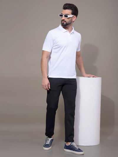 White Polo Neck T-Shirt-Men T-Shirts-Crimsoune Club