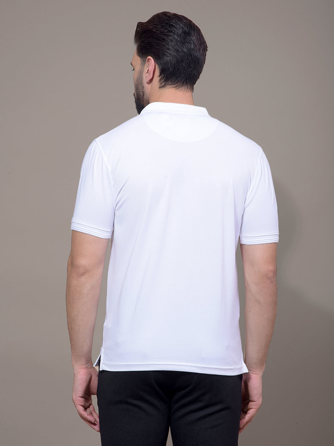 White Polo Neck T-Shirt-Men T-Shirts-Crimsoune Club
