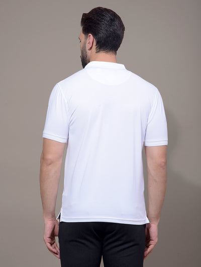 White Polo Neck T-Shirt-Men T-Shirts-Crimsoune Club