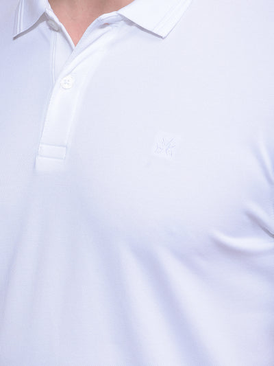 White Polo Neck T-Shirt-Men T-Shirts-Crimsoune Club