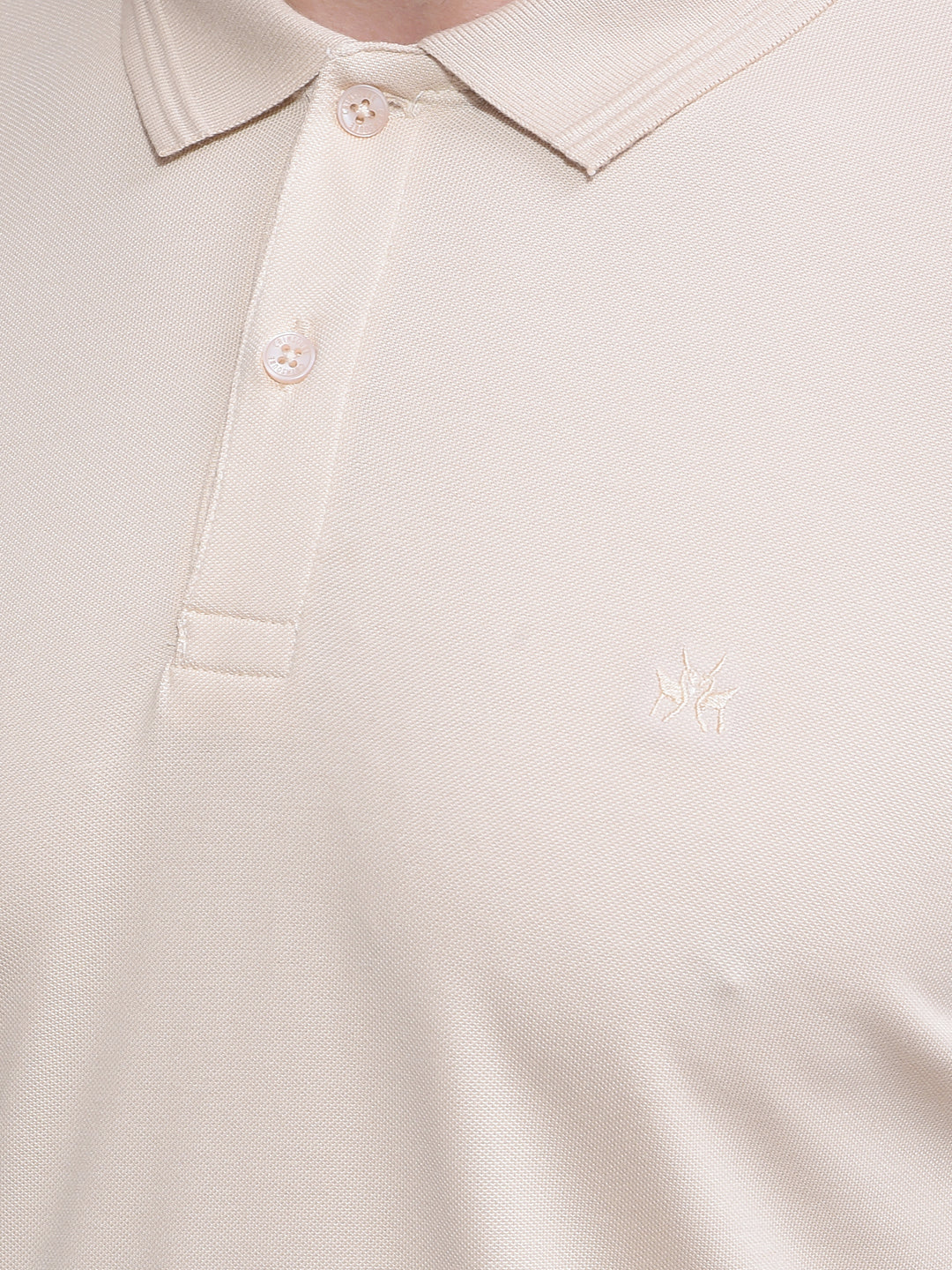 Beige Polo Neck T-Shirt-Men T-Shirts-Crimsoune Club