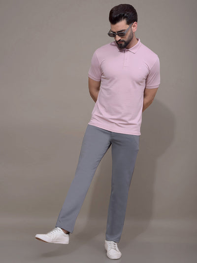 Pink Polo Neck T-Shirt-Men T-Shirts-Crimsoune Club