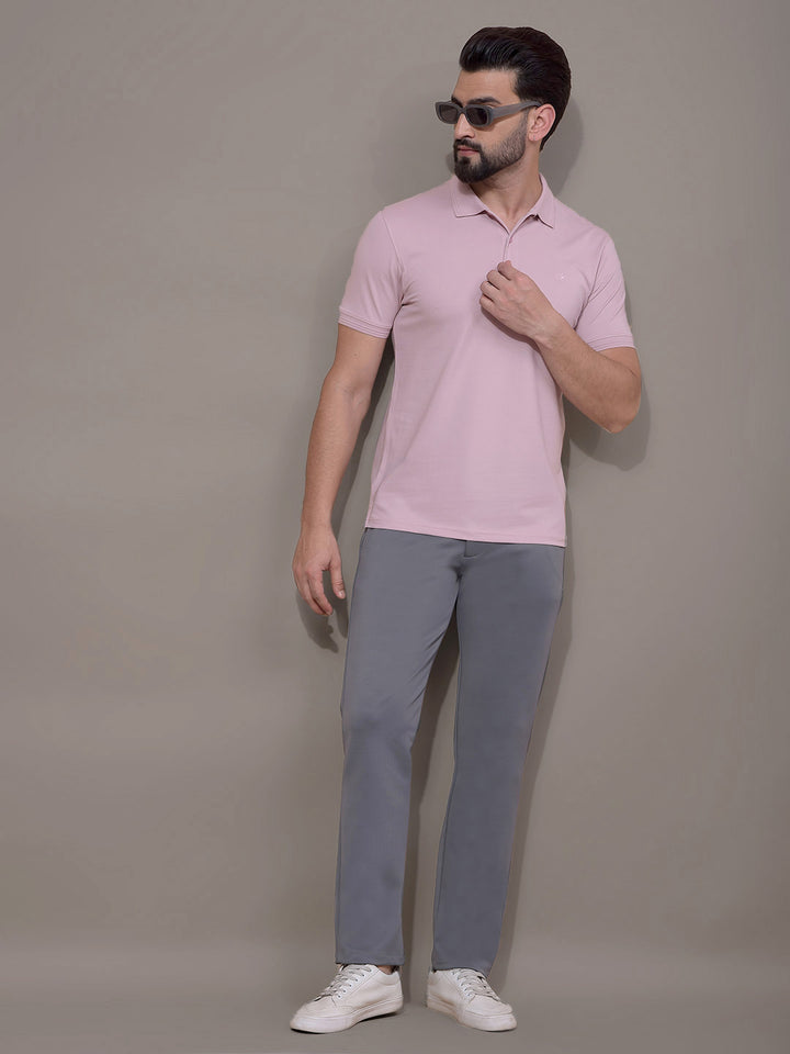Pink Polo Neck T-Shirt-Men T-Shirts-Crimsoune Club