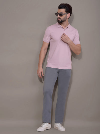 Pink Polo Neck T-Shirt-Men T-Shirts-Crimsoune Club